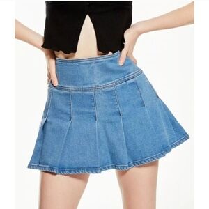 Aeropostale Y2K Mini Pleated Jean Skirt Size XL